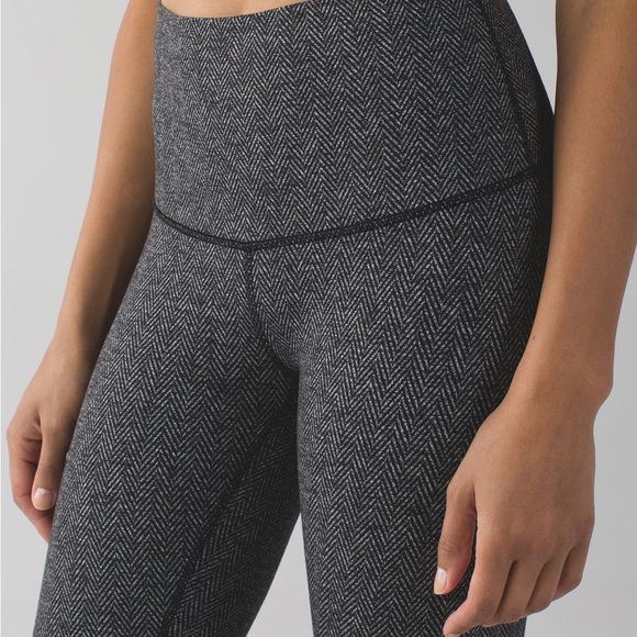 Lululemon Wunder Under HighRise Pant Leggings Womens 6 Heather Black Herringbone - Picture 3 of 11